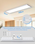 GIACOMO LED-Deckenleuchte 100x25cm, 36W 3600lm Neutralweiss 4000K – Flaches Panel für Wohn- & Schlafzimmer – Bild 7