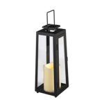 Lights4fun Solar-Laterne 29,5 cm Schwarz mit LED-Kerze – Wetterfeste Gartenbeleuchtung – Bild 6