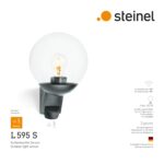 Steinel L 595 S Anthrazit – Sensor-Aussenwandleuchte mit 180° PIR & Glaskugel – Bild 5