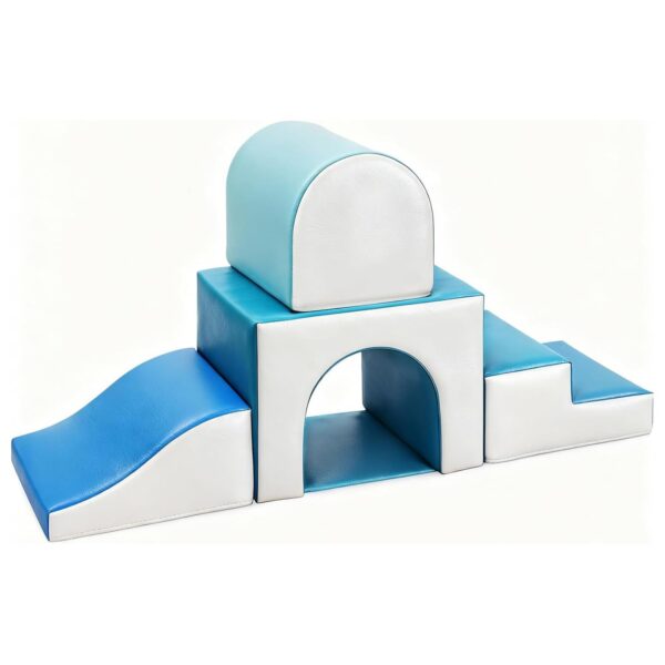 GeerWest Schaumstoff Bausteine Set mit 4 PU-Leder Softblöcken – Montessori Kletterspielzeug für Kleinkinder