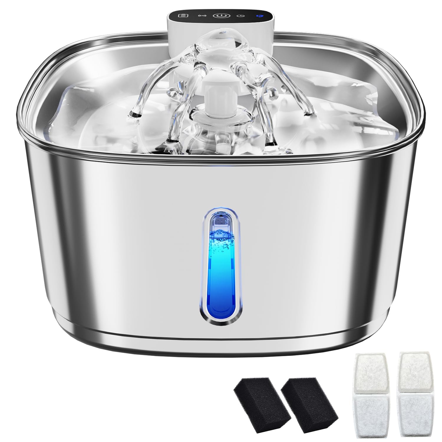 Pawinner 3.2L Katzenbrunnen Edelstahl – kabellos mit Bewegungsmelder & 4000mAh Akku
