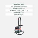 metabo ASA 20 L PC Nass-Trockensauger – 1200 W Industriesauger mit PressClean – Bild 4