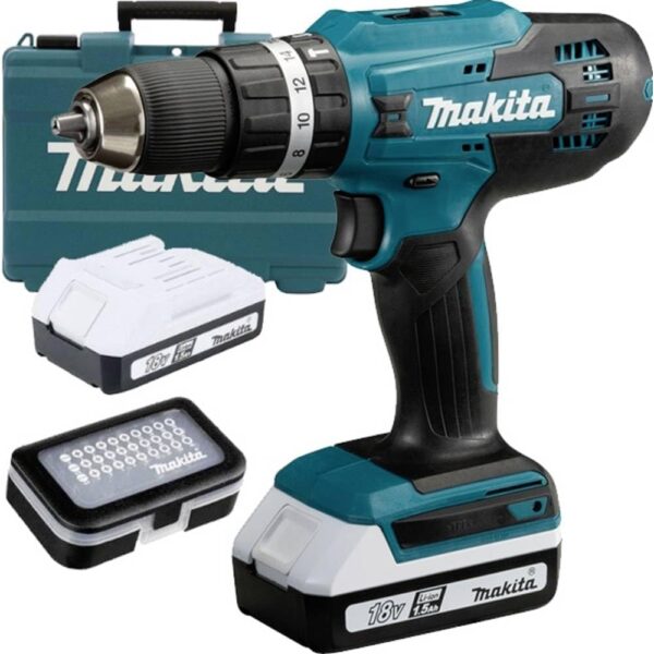 Makita HP488D011 Akku-Schlagbohrschrauber 18V – Komplett-Set mit 2 Akkus & Koffer