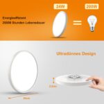 YiLaie 2er Set LED Deckenleuchte Ø30cm 24W 2640lm – Flache Deckenlampe IP44 für Bad & Küche – Bild 4
