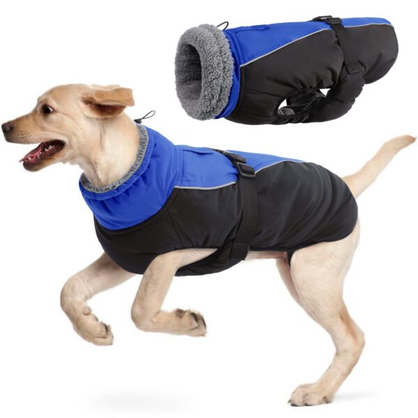 Wasserdichter Hundemantel mit Polarfleece – Winterjacke mit Reflexstreifen für kleine bis grosse Hunde