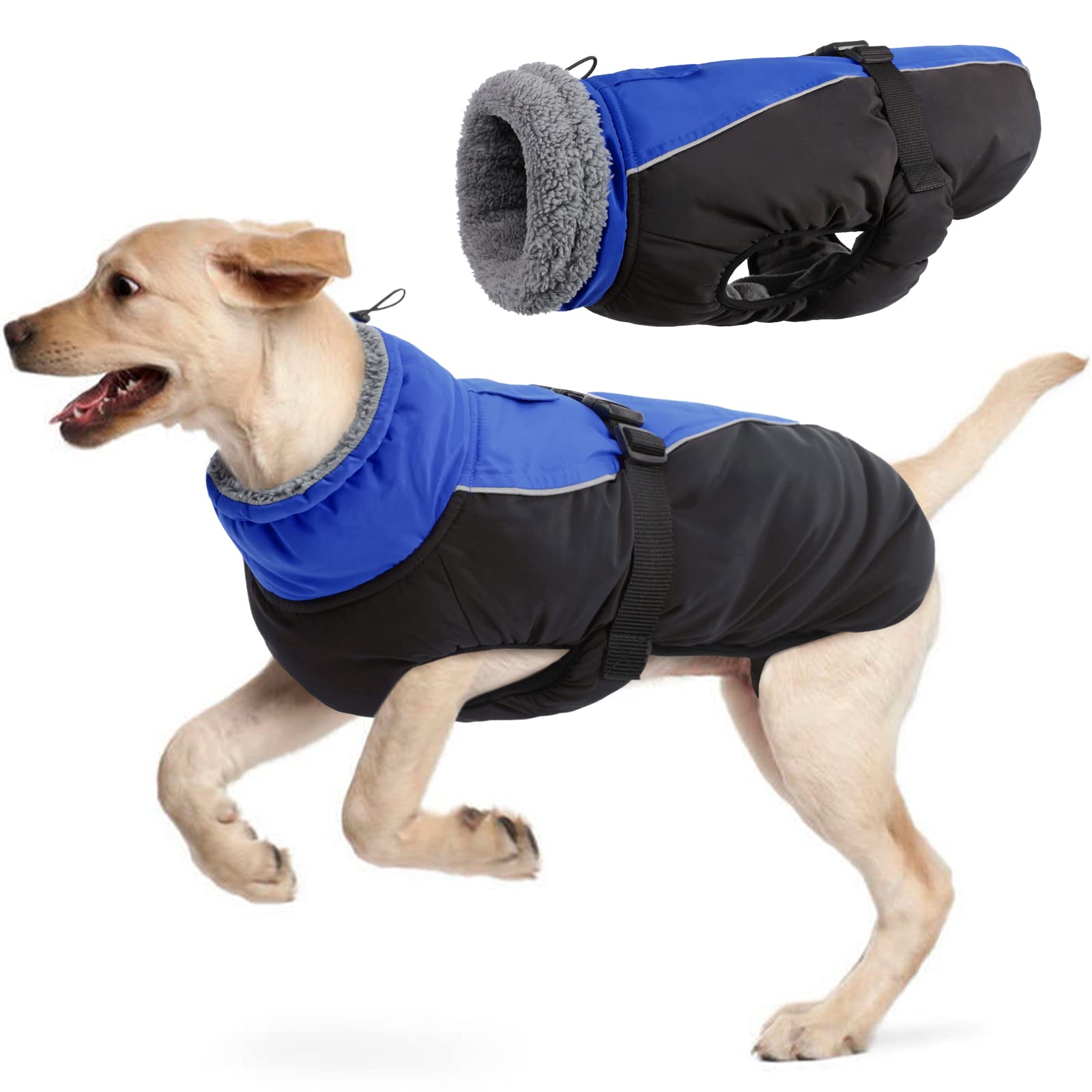 Wasserdichter Hundemantel mit Polarfleece – Winterjacke mit Reflexstreifen für kleine bis grosse Hunde