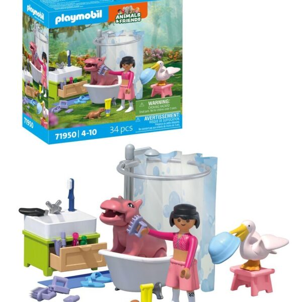 PLAYMOBIL Tier-Badezeit Set – Badespass & Rollenspiele für Kinder ab 4 Jahren