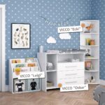 Vicco Wickelkommode Oskar 113x100 cm Weiss – Wickeltisch mit 3 Schubladen & abnehmbarem Aufsatz – Bild 3