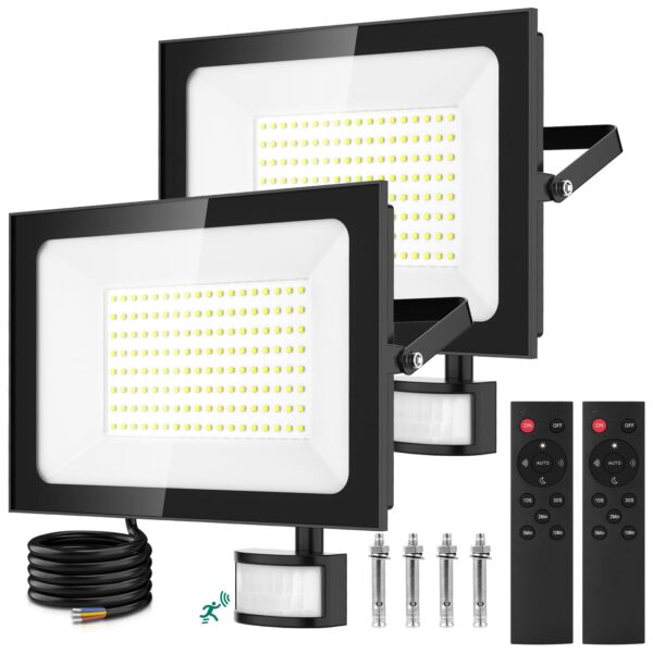 Viugreum 2er-Set 150W LED Aussenstrahler mit Bewegungsmelder – 15000 lm Flutlicht IP67