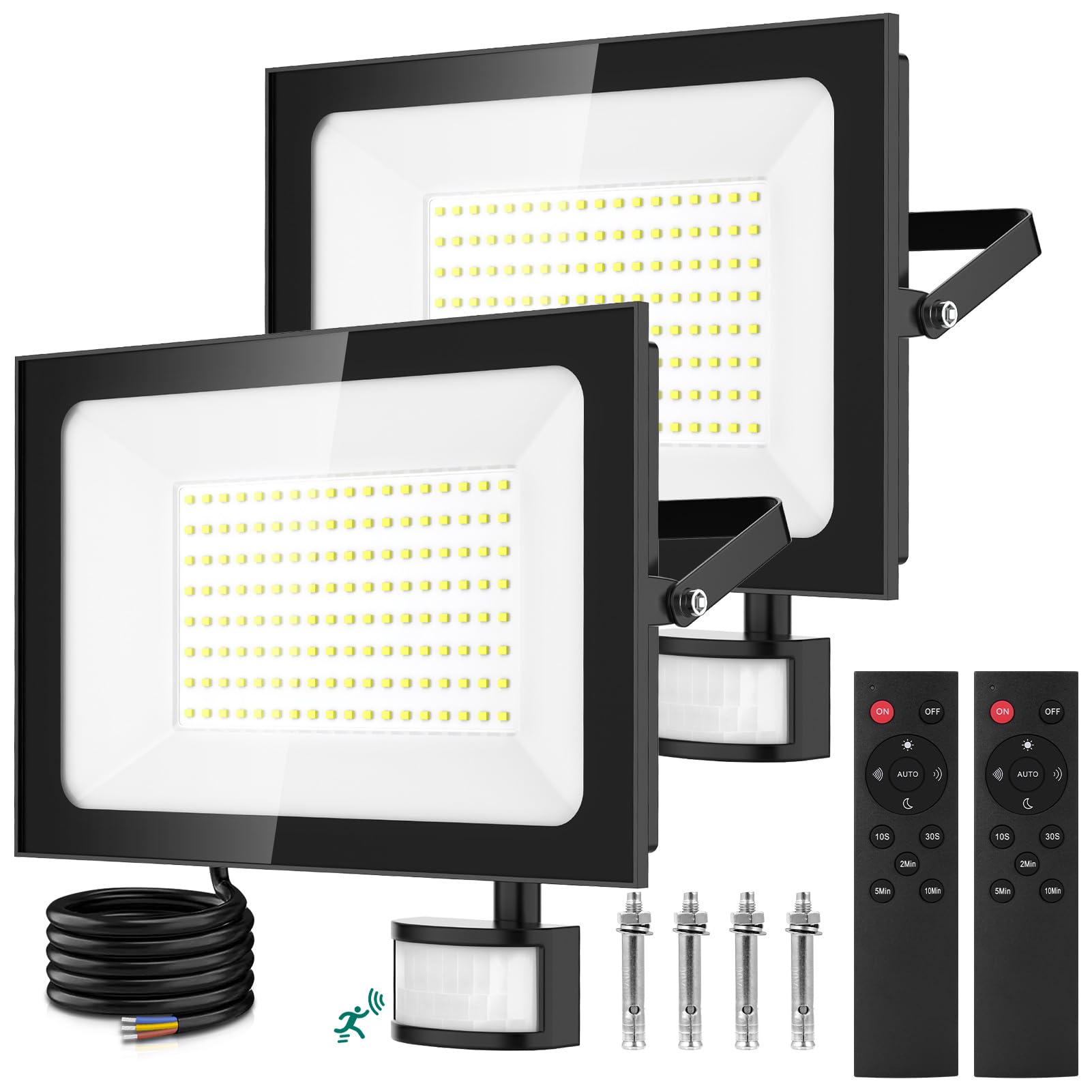 Viugreum 2er-Set 150W LED Aussenstrahler mit Bewegungsmelder – 15000 lm Flutlicht IP67
