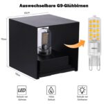 OOWOLF 2er-Set Wandleuchte 10x10cm mit G9-LED 4W – IP65 Innen & Außen Warmweiss – Bild 3