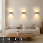 Doughelec LED Wandleuchte Holz 6W Warmweiß 3000K – Vintage Flurlampe mit einstellbarem Abstrahlwinkel, 2er-Set – Bild 3