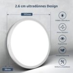 Lepro LED Deckenlampe 24W, 2400lm, 5000K Kaltweiß – IP44 Badezimmerleuchte – Bild 4