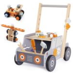 Labebe Lauflernwagen Holz mit Werkzeugbank – Montessori Spielzeug für Kleinkinder 1-3 Jahre