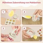 ZUFIO Fruchtsauger Baby ab 6 Monaten – Fütterungshilfe & Beissring Set mit Gefrierform – Bild 5