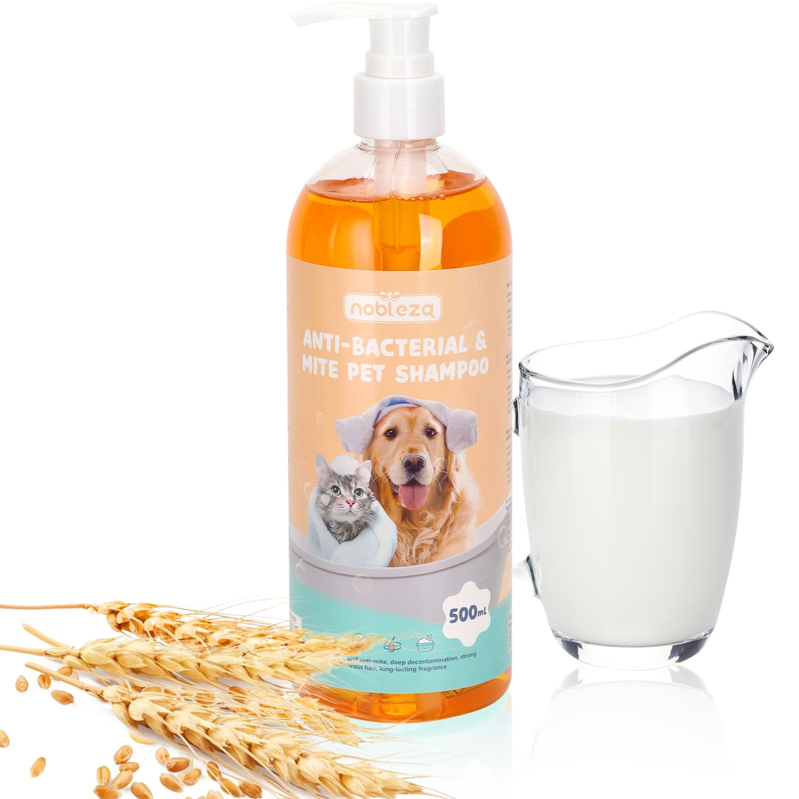 Nobleza Hundeshampoo 500 ml mit Zitronengrasextrakt – Anti-Juckreiz & Milben für Hunde & Katzen
