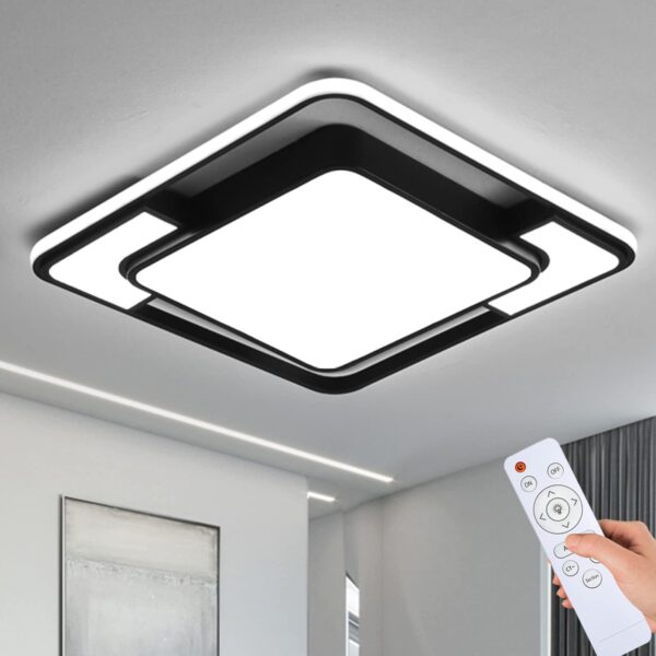 Style home 90W LED Deckenlampe Quadratisch Dimmbar – Moderne Leuchte mit Fernbedienung für Wohnräume