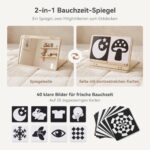 WOODEN TEETHER Baby Spiegel Montessori – Doppelseitiges Spielzeug für Neugeborene 0-12 Monate – Bild 4