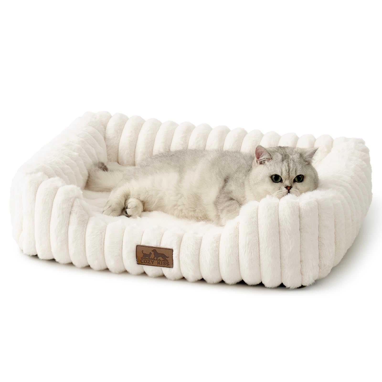COZY KISS Orthopädisches Hundebett für kleine Hunde & Katzen – Waschbar Beige