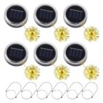 KBIBCK 6er Set Solar Mason Jar Deckel mit 30 LED – Warmweiss Gartenleuchten für aussen