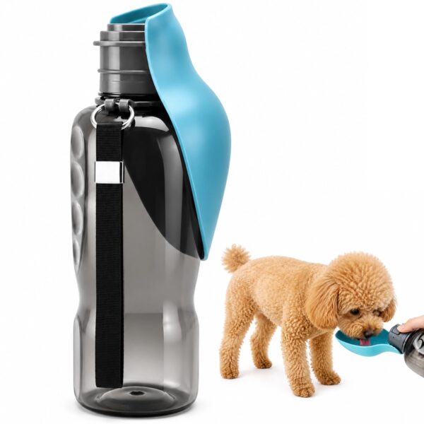 QGGTQG 800 ml Hundetrinkflasche mit Faltnapf – Auslaufsicher für Outdoor-Abenteuer