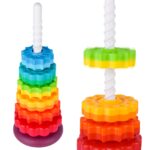 NiToy Stapelturm 41 cm mit Drehfunktion – Regenbogen-Stapelringe für Kinder