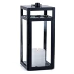 30 cm Skandinavisches Gartenwindlicht Edvin – Metall-Glas-Laterne in Schwarz für Innen & Aussen