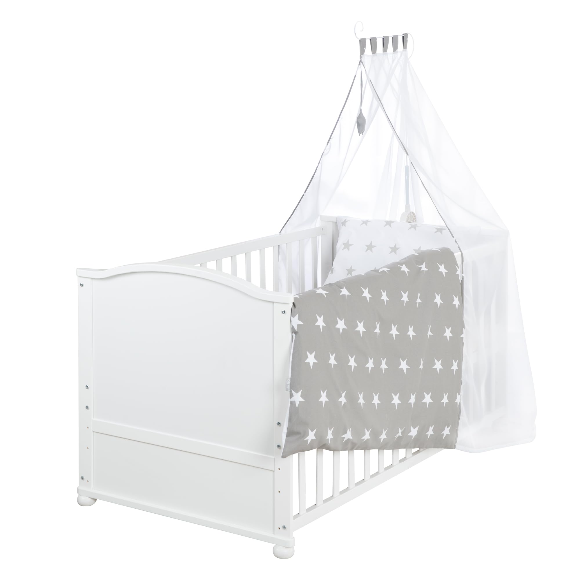 roba Babybett Little Stars 70x140 cm – Umbaubares Kinderbett mit Komplettausstattung