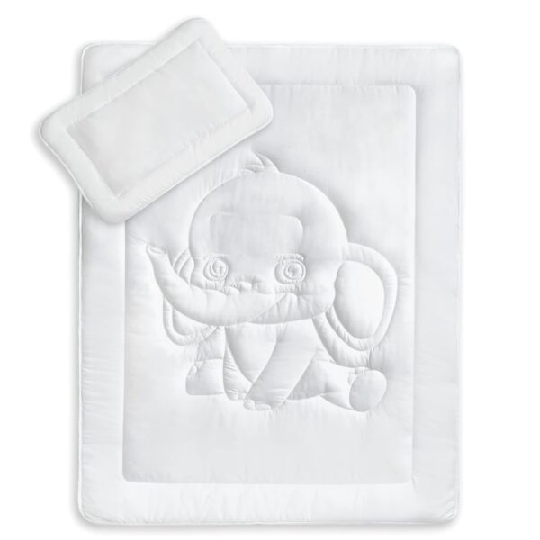 KiGATEX Baby Bettdeckenset Elefant 100x135 cm – Ganzjahresdecke mit Kissen, OEKO-TEX®
