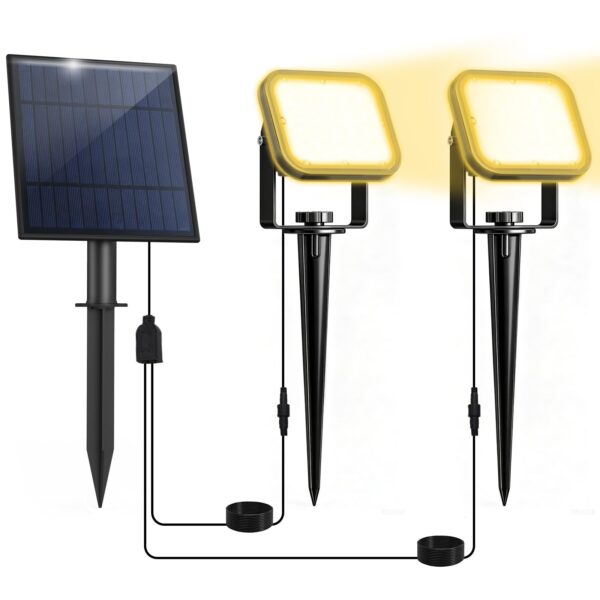 NATPOW Solar-Gartenstrahler 3000K – 2-in-1 Aussenleuchte mit 270° Ausrichtung & IP65