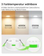 ALUSSO LED Einbaustrahler 68mm 12er Set – Dimmbar & 3 Farbtemperaturen für Badezimmer – Bild 3