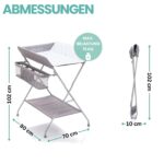 Fillikid Baby Wickelkombi Punkte Grau – Faltbarer Wickeltisch mit Ablagefächern – Bild 2