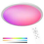 hepside LED Deckenleuchte 30cm, 24W Dimmbar mit Fernbedienung – RGB Farbwechsel & 3 Farbtemperaturen