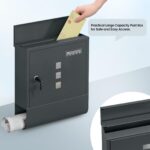 WOLTU Wandbriefkasten mit Zeitungsfach & Schloss – Anthrazit, 30,5x33,5 cm – Bild 6