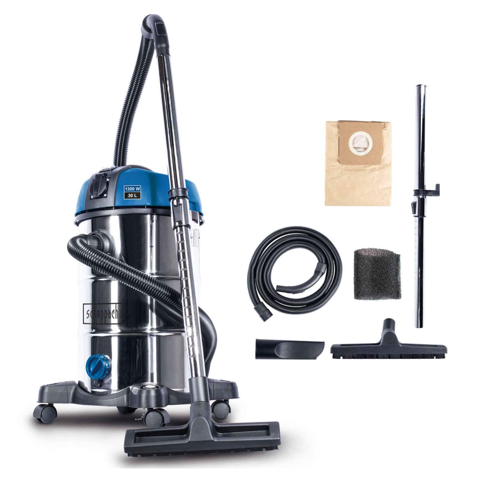 Scheppach NTS30 Premium 3in1 Nass- und Trockensauger 30L – Industriesauger mit Einschaltautomatik