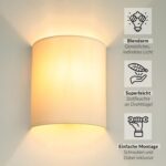 Licht-Erlebnisse Wandleuchte Weiß Creme mit Stoffschirm – Up Down Leuchte E27 für Schlafzimmer & Wohnzimmer – Bild 2