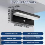 HOTUT Solar-Wandleuchte mit Bewegungsmelder 4400 mAh – 1500 lm IP65 für Aussen – Bild 2