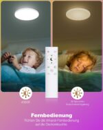 Oraymin LED Deckenlampe Ø22,8cm dimmbar – 18W RGB Farbwechsel mit Fernbedienung – Bild 4