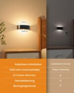 FULNIX 2er Set Akku-Wandleuchte mit Bewegungsmelder – Smart Innenbeleuchtung mit RGB & Fernbedienung – Bild 2