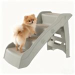 Froadp Klappbare Hundetreppe 4 Stufen – Stabile Haustiertreppe für Sofa & Auto (Grau)