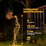 OUSFOT Solar-Gießkanne mit 90 LEDs & Kolibri-Projektion – Kaskaden-Gartenleuchte IP44 – Bild 2