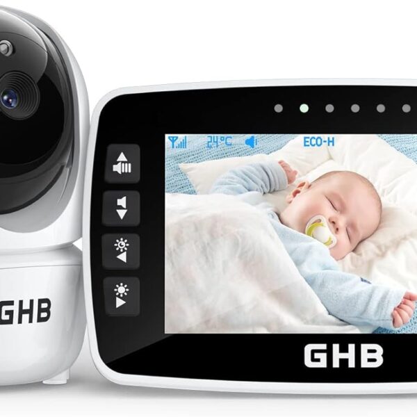GHB Babyphone mit Kamera 4,3" LCD Display – 350° Weitwinkel & HD-Nachtsicht