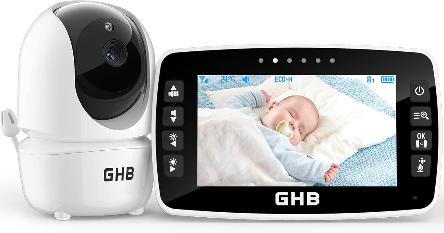 GHB Babyphone mit Kamera 4,3" LCD Display – 350° Weitwinkel & HD-Nachtsicht