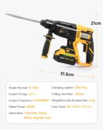 Maxcular Akku Bohrhammer 21V 4-in-1 SDS-Plus – 2,0J Schlagkraft für Profis – Bild 3