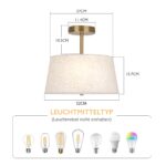 CALOKES Runde Leinen Deckenlampe mit 3 × E27 – Dimmbare Semi-Flush Deckenleuchte – Bild 3