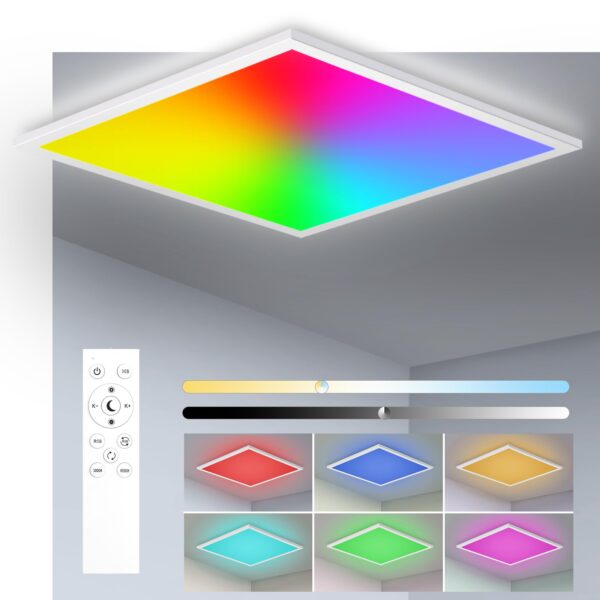 Oraymin 45x45 cm LED Deckenleuchte RGB – Dimmbar mit Fernbedienung, 28W für Wohnzimmer
