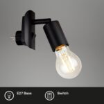 BRILONER Steckerleuchte mit Schalter – E27 Leselampe Bett Schwarz Metall – Bild 3