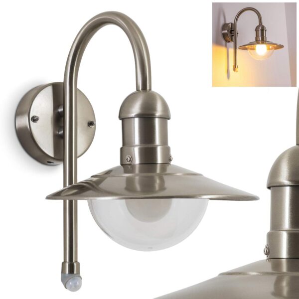 HOFSTEIN Elima Außenwandleuchte mit Bewegungsmelder – Moderne Fassadenlampe für Hauseingang & Hof