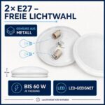 HAVA Deckenleuchte 2x E27 mit Metallrahmen – Wand- & Deckenmontage für Innenräume – Bild 6