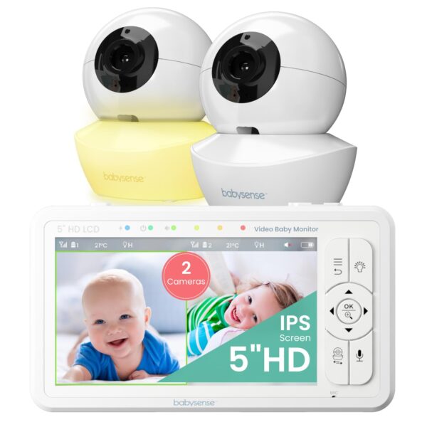 Babysense Babyphone HD 5 Zoll mit 2 Kameras – Sicheres Video-Babyphone ohne WLAN